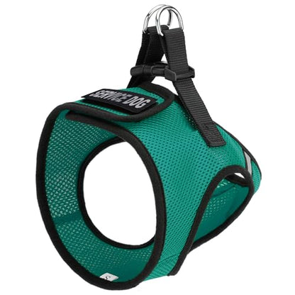 Dogline Boston Step in Mesh Dog Harness with Service Dog Patch No Choke Pet Vest Soft Gentle Padded Chest Halter for Puppies Small Medium and Large Dogs 22 to 25 inches Girth Dark Teal - color: Dark Teal, size: Girth 22 to 25"