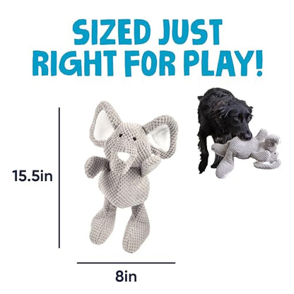 goDog Checkers Elephant Tough Plush Toy with Chew Guard Technology, Durable Checkered Fabric & Squeaker for Active Play, Gray, Large - color: Checkers - Elephant (Gray), size: Large