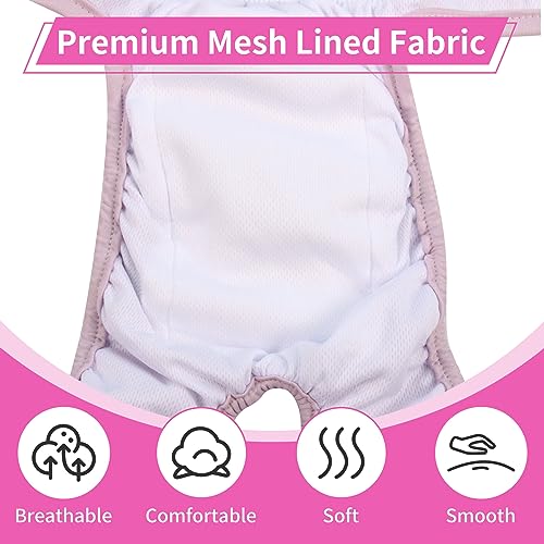 Washable Female Dog Diapers for Medium Dogs,Pack of 4 Reusable Doggie Diapers Super Absorbent Dogs Pants in Period,Heat Cycle,Incontinence,Excitable Urination,Large - size: Large