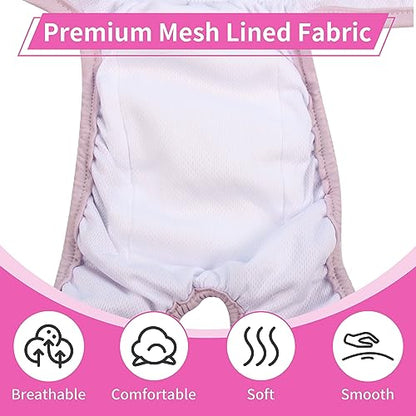 Washable Female Dog Diapers for Medium Dogs,Pack of 4 Reusable Doggie Diapers Super Absorbent Dogs Pants in Period,Heat Cycle,Incontinence,Excitable Urination,Large - size: Large
