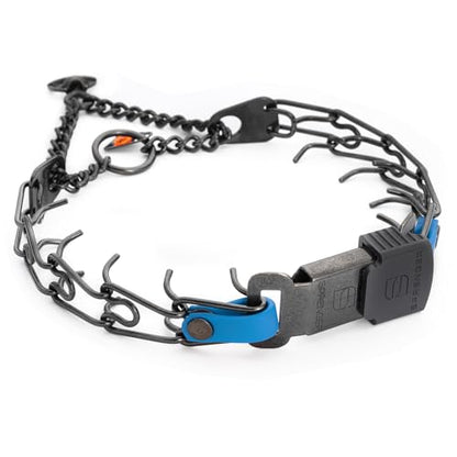 Herm Sprenger Black Stainless Steel Dog Collar with Quick Release ClicLock Buckle and Biothane Insert Training Collar Made in Germany (Cerulean Blue, 16in x 2.25mm(Neck Size up to 13-14in)) - color: Cerulean Blue, size: 16in x 2.25mm(neck size up to 13-14
