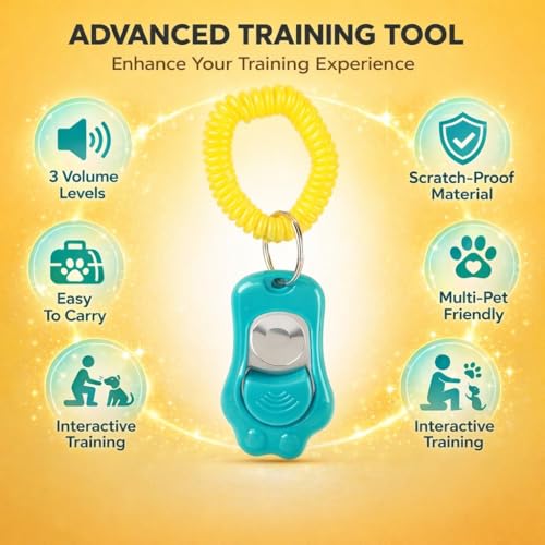Adjustable Dog Training Clicker, 3 Gears Claw Shaped with Wrist Strap, Sky Blue - High, Medium, Mute Sound Modes, Comfortable Wear for Dogs and Cats (Blue) - color: Blue