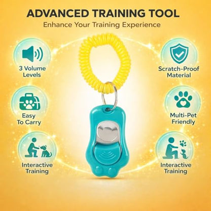 Adjustable Dog Training Clicker, 3 Gears Claw Shaped with Wrist Strap, Sky Blue - High, Medium, Mute Sound Modes, Comfortable Wear for Dogs and Cats (Blue) - color: Blue