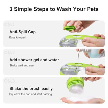Dog Bath Brush – Shampoo Scrubber, Built-In Soap Dispenser Tool, Gentle Silicone Massage Design, Effective Washer, Easy Grip Cleaning Accessory | Dog bathing time, long haired puppy wash