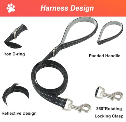 Hipubby Dog Harness Small Sized and Leash Set, No Pull Soft Mesh Puppy Vest, Reflective Breathable Lightweight Pet Harness, Harness for Small Medium Dogs and Cats - Black Pink, M - color: Black Pink, size: M (Chest: 16.8"-18.5")