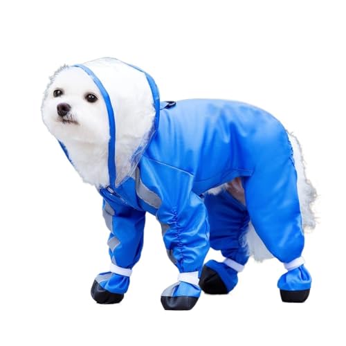 Rain Jacket Dog Raincoat Hooded Windbreaker Dog Rain Jacket Raincoat Rain/Water Windproof for Small Rain Coat for Dogs Durable(Blue,Small)
