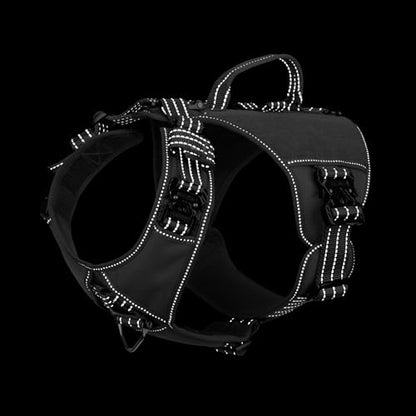 ICEFANG GN8 Tactical Dog Harness with 4X Metal Buckles for Medium Sized Dogs,Reflective in Training Walking K9 Dog Vest,No-Pull Front Leash Clip,Adjustable Pet Harness (Grey, Medium (Pack of 1)) - color: Grey, size: Medium (Pack of 1)