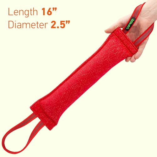 Viper Heavy Duty French Linen Dog Bite Tug Toy - K9 Trainer, Tough and Durable for Dogs Shutzhund IPO K-9 - Red - 12in L x 2in W - color: Red, size: 12in L x 2in W