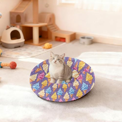 Calming Donut Dog Bed Ice Cream Purple Dot Design, 22" Washable Pet Lounger with Removable Cover, Cozy Cushion Comfort Nest for Medium Dogs - size: Medium