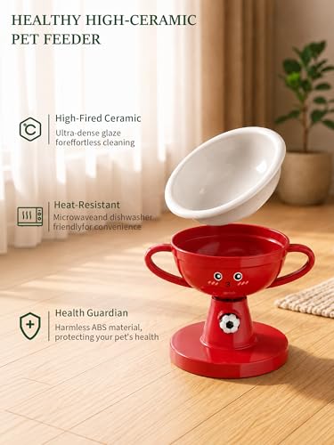 Adjustable Cat Bowls - 7-Level (4.7"-8.2") Raised Cat Food Bowls 60°Tilted Pet Water Bowl for Large Small Cats Dogs, Anti-Vomiting Spine Protection, Non-Slip Stand Dishwasher Safe, Red - color: Red