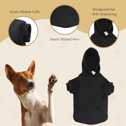 Security Dog Hoodie Warm Cozy Brushed Fleece Interior Clothes Hoodie with Pocket Sweatshirt Dog Sweaters for Medium Dogs(M) - size: Medium