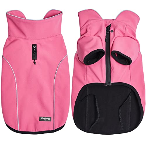 Blueberry Pet Windproof Waterproof Reflective Softshell Dog Jacket, Brink Pink, Size 10 - color: Brink Pink, size: Size 10