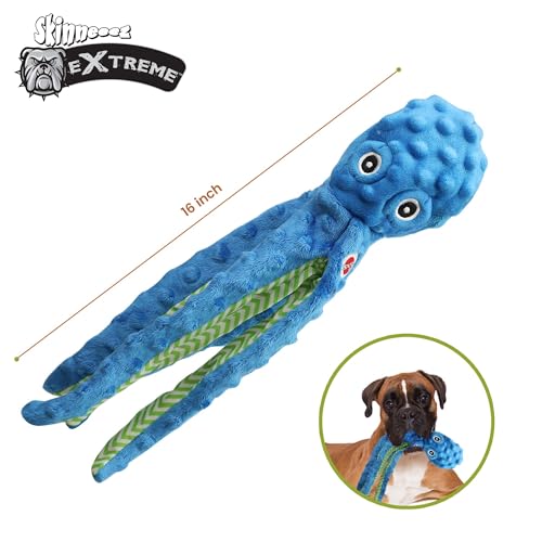 SPOT Skinneeez Extreme Stuffing Free Durable Squeaker Octopus Dog Toys, 16in, Pack of 3 Pcs