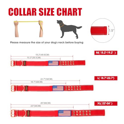 Heavy Duty Tactical Dog Collar with Neoprene Padded and Metal Buckle, Reflective Nylon for Medium to Large Dogs(Red, Medium) - color: Red, size: Medium (Pack of 1)