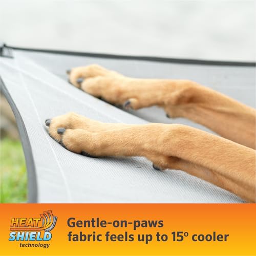 Coolaroo On-The-Go Elevated Dog Bed Kit – Portable & Cooling Travel Cot with HeatShield Fabric for Medium Dogs, Lightweight & Compact, Includes Matching Carry Bag & Pacific Blue Bonus Cover, Medium - color: Pacific Crest Blue, style: Medium