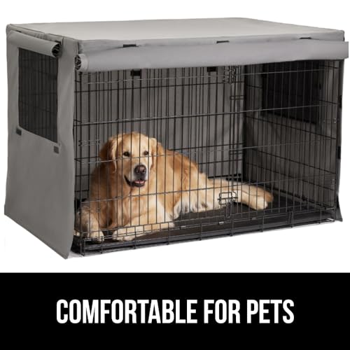 GORILLA GRIP Dog Crate Covers Compatible with Amazon Basics Dog Crates, All Sides Open, Privacy Cover Fits 48" Wire Kennel, Breathable Mesh Windows, Light Reducing Puppy Training Cage Topper, Gray - color: Gray, size: 48" X 30" X 33"