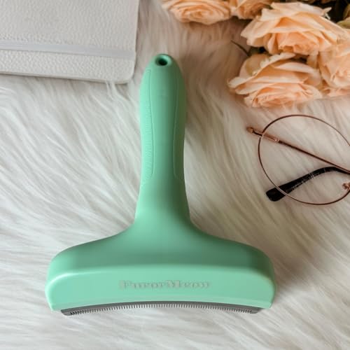 Pet Deshedding Tool with Curve Blade, Cat Grooming Brush, Tight V-shaped Teeth Shedding Comb for Cats and Dogs (Green, Large) - color: Green, size: Large