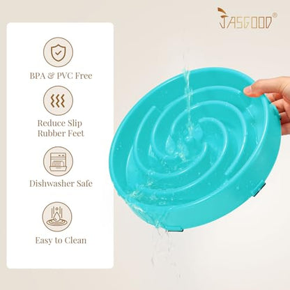 JASGOOD Slow Feeder Dogs Bowl for Large Medium Dogs,Anti-Gulping Pet Slower Food Feeding Bowls Stop Bloat,Preventing Choking - color: B-Sky Blue