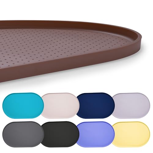 Hubulk 100% Waterproof Silicone Pet Feeding Mat with Raised Edge for Food and Water, Dog Bowl Mats, Cat Bowls Placemat with High Lip Protects Floor for Cats and Dogs (Brown, 32" L x 24" W) - color: Brown, size: 32"L x 24"W