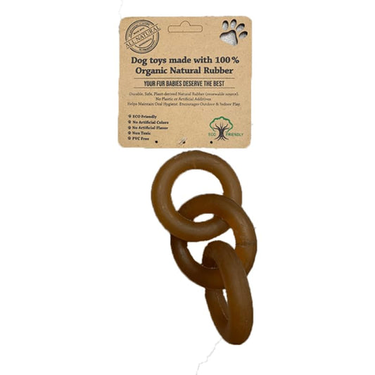 INDIPETS Ring 'O' Ring Fetch & Chew Toy for Dogs: Durable, Safe, Plant-Derived Toy Made with 100% Natural Rubber | Natural (PN: 60001)