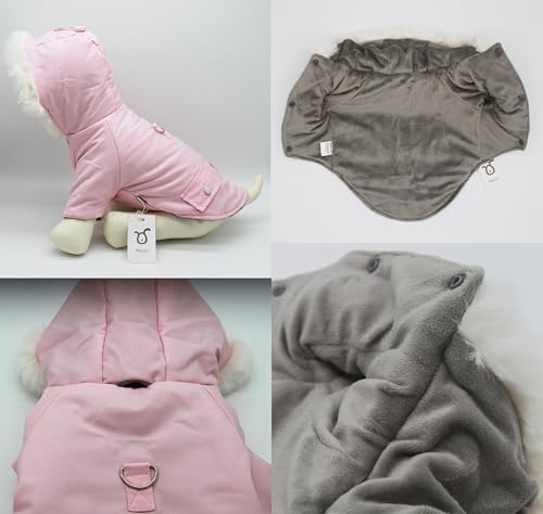 Pet Warm Dog Coat for Winter Cold Weather Clothes Hooded Dog Jacket Small Puppies Medium Large Dog Cat Clothes Insulated Padded Snow Parka - Alexander (Pink, Small) - color: Light Pink, size: Small
