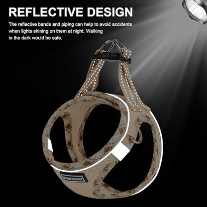 Mercano Soft Mesh Dog Harness and Leash Set, Step-in Reflective Breathable Lightweight Vest Harnesses with Safety Buckle for Small Dogs, Cats (Beige, XXS) - color: Beige, size: XXS (Chest: 9.5"-11.2")