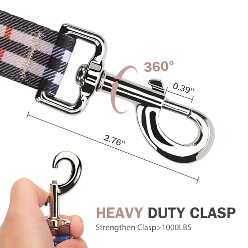 Hikiko 6 Foot Double Handle Small Dog Leash, Padded Pet Leash Traffic Handles for Walking Training (Beige Plaid, 6ft) - color: Beige Plaid, size: 3/4 in x 6 ft