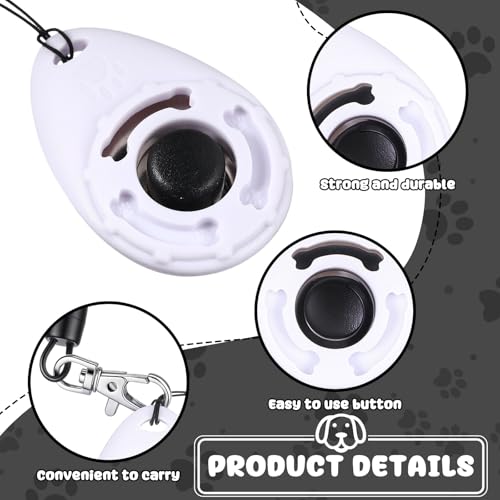 Frienda 18 Pieces Dog Training Clicker, Pet Behavioral Training Clickers with Wrist Strap for Dogs Cats Puppy Birds Horses (White) - color: White