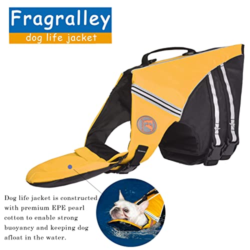 French Bulldog Life Jacket, High Flotation Dog Life Vest for Swimming Boating, Reflective Dog Swim Vest with Chin Float and Rescue Handle (Chest Girth: 17" to 30",Weight: 17" to 28" LB) - color: Lively Yellow