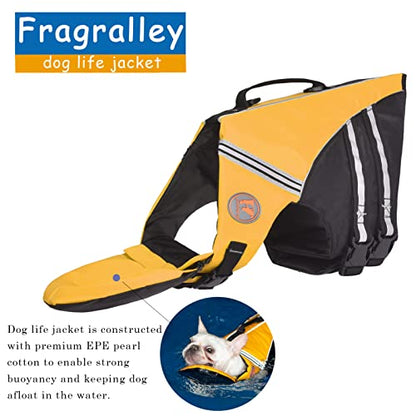 French Bulldog Life Jacket, High Flotation Dog Life Vest for Swimming Boating, Reflective Dog Swim Vest with Chin Float and Rescue Handle (Chest Girth: 17" to 30",Weight: 17" to 28" LB) - color: Lively Yellow