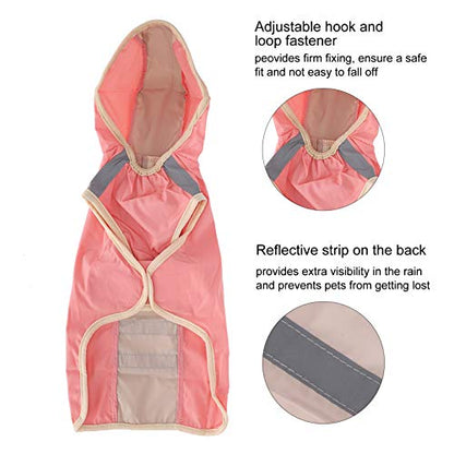 Dog Raincoat Breathable Reflective Stripe Lightweight Hooded Pet Rain Jacket for Small Medium Large Dogs Polyester Durable Outdoor Walking (XL) - size: XL