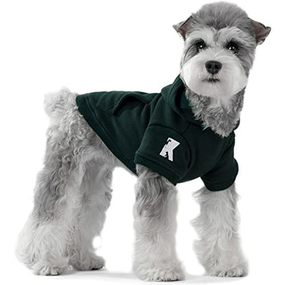 Koneseve Dog Hoodie Fleece Puppy Clothes Warm Sweater with Hat for Small Dogs Cat Hooded Shirt Kitten Pet Basic Sweatshirt with Pocket Doggie Soft Winter Coat Apparel (Green; S) - color: Green, size: S-(2~7lb) | Chest(~13")
