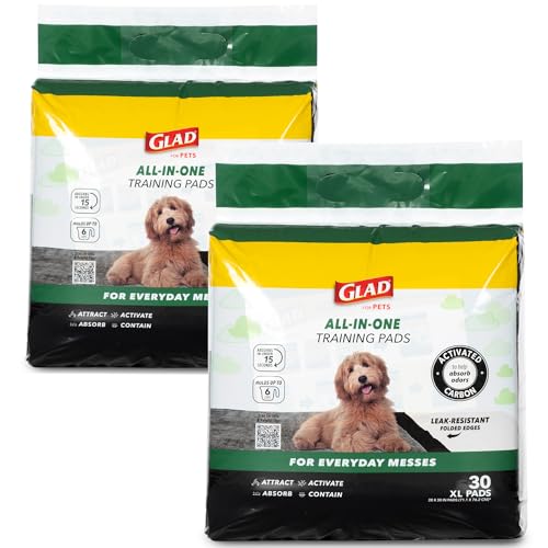 Glad for Pets Extra Large Charcoal Dog Training Pads, Absorbent Leak Proof Pee Pads for Dogs and Puppies, Odor Control Potty Pads with Activated Carbon, 28 x 30 Inches, 50 Count - 4 Pack - size: X-Large