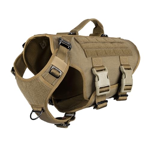 ICEFANG GN3 Tactical Dog Harness with 6X Buckle,Dog Molle Vest with Handle,3/4 Body Coverage,Hook and Loop Panel for ID Patch,No Pulling Front Clip (M (25"-31" Girth), Coyote Brown) - color: Coyote Brown, size: Medium (Pack of 1)