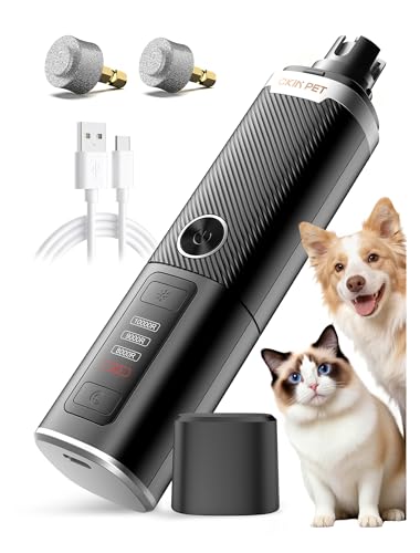 Dog Nail Grinder, Quiet Electric Dog Nail Trimmer with 2 LED Lights, 3-Speed Pet Nail Grinder for Dogs & Cats, Rechargeable 2000mAh Nail Grinder for Small Medium Large Dogs with Light, Black - color: Black