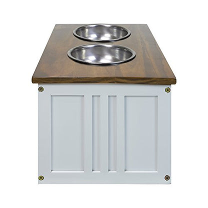 Casual Home 603-15 Wooden Storage Stand Pet Feeder, Two-Tone (Warm Brown, White), One Size - color: Warm Brown+White
