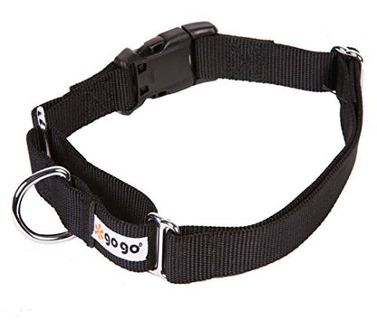 GOGO Pet Products 1-Inch Martingale Dog Collar, Large, Black - color: Black, size: Large (1" web width)