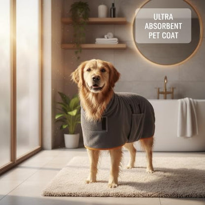 Dog Bathrobe Super Absorbent Quick Dry Microfiber Pet Drying Towel Adjustable Straps XS-XL (Gray,XS (8.8-16.5 lbs)) - color: Gray, size: XS (8.8-16.5 lbs)