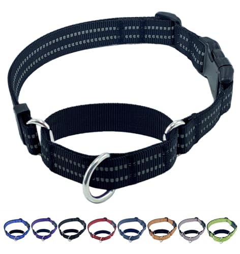 Martingale Dog Collars with Quick Release Buckle, Heavy Duty Nylon Reflective Dog Collar, NO Pull Walking Training Collar for Large, Medium, Small Dogs (Black, Small) - color: Black, size: Small