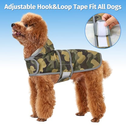 Dog Raincoat for Small Dogs Puppies Waterproof Jacket Hooded Rain Coats with Reflective Strips Leash Hole & Poncho Adjustable Fit (CamoDuck,XS) - color: Camo Ducks, size: X-Small