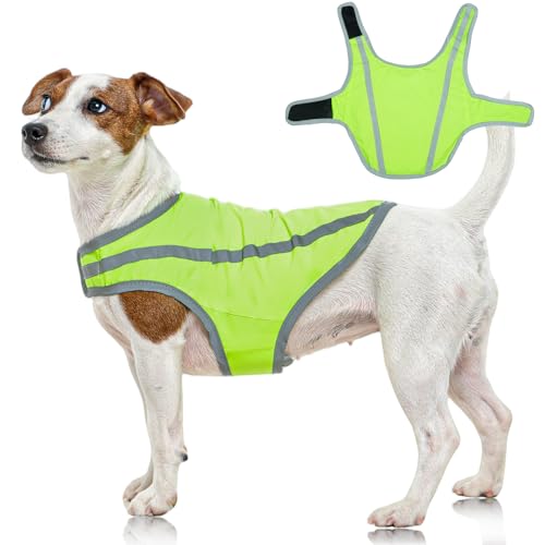 FUAMEY Dog Reflective Vest for Small Dogs,Dog Hunting Vest High-Visibility Dogs Safety Vest for Night Walking Water-Resistant Service Pet Gear Adjustable Outdoor Activities Neon Green S - color: Green, size: Small