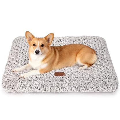 Dog Bed Crate Pad - Rosette Pattern White Velvet Pet Bed Anti-Slip Comfy Kennel Pad for Crates Rosette Brown M - color: Rosette Pattern Brown, size: Medium 30"x20"