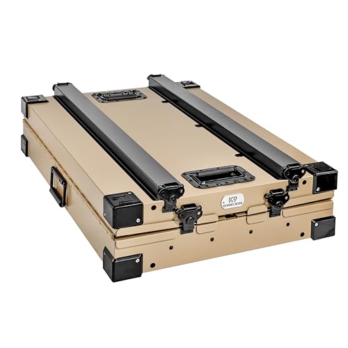 K9 Kennel Boss Aluminum Collapsible Dog Crate, Heavy Duty Folding Kennel - Medium (Tan) - color: Tan, size: 34.6"L x 25.2"W x 28.9"H