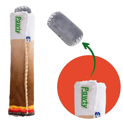 PAWTY Rolling Interactive Dog Toy - Weed Joint Doggijuana Cigar Vape Parody Plush Squeaky Cigarette Dog Toy - Funny 420 Novelty Gift for Dog Lovers