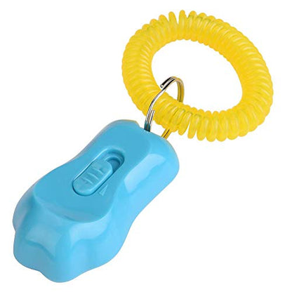 Adjustable 3 Gears Pet Dog Training Clicker Paw Shaped with Wrist Strap for Cats Birds(Blue) - color: blue