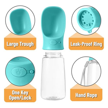 Mr. Pen- Portable Dog Water Bottle, 19 oz, Large | Leak Proof Puppy Water Dispenser with Drinking Feeder for Pets, Outdoor Walking, Hiking, Travel, Not Dishwasher Safe - color: Aqua