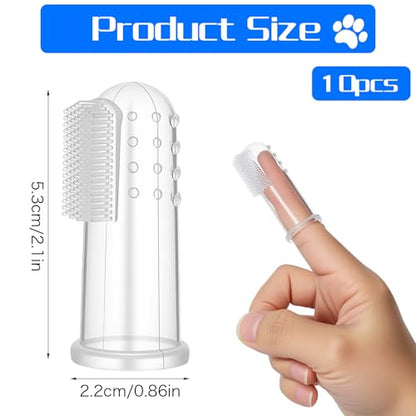 10 Pieces Dog Finger Tooth Brushing Kit, Finger Toothbrush for Cat Dogs Puppy Kitten Fingers Toothbrushs with Silicone Bristles Cat Teeth Cleaning Brush Pet Dental Care & Teeth Cleaning for All Pets