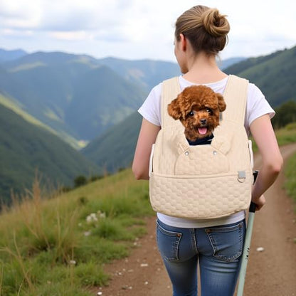 Dog Backpack Carrier for Small Dogs, Cat Carrier Sling, Front Facing Pets Chest, Adjustable Straps & Safety Lock, Hands-Free Dog Carrier, Gifts for Hiking, Biking & Daily, Fit 5-15 Lbs (Beige) - color: Beige