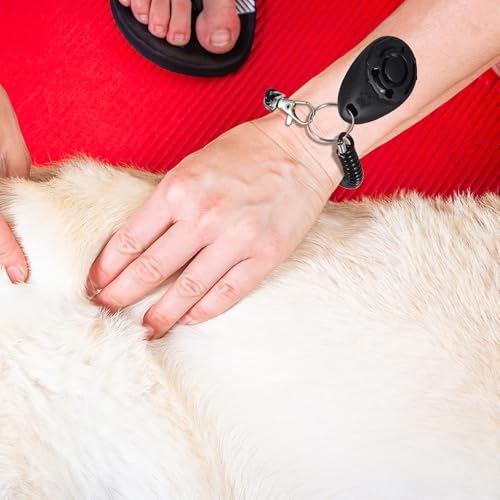 Toyvian Dog Training Clicker with Wrist Strap, Portable 2-in-1 Pet Training Tool for Puppy Behavior Correction and Cat Clicker Trainer