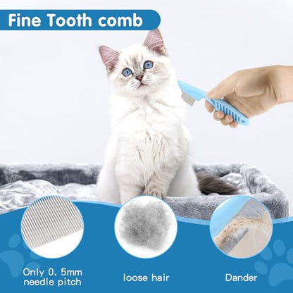 Dog Brush Dog Grooming Kit 6PCS Dog Brush for Shedding-Dog Brushes for Grooming, Dematting Comb for Dogs, Cat Nail Clipper with Nail File, Flea Comb, Bath Brush(Blue) - size: 6PCS